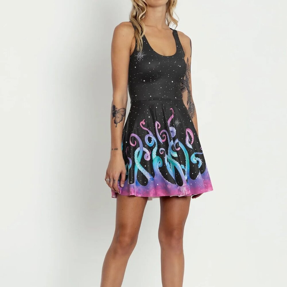 SPACE TENTACLES SCOOP SKATER DRESS